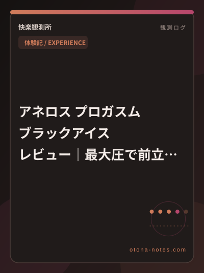 アネロス プロガスム ブラックアイス｜最大圧に戸惑った記録